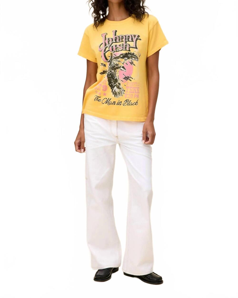 NEW DAYDREAMER johnny cash eagle poster tour tee in yellow